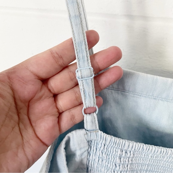 Old Navy Chambray Cami Jumpsuit Blue Wide Leg Cropped Spring Summer Size XXL - Picture 12 of 13